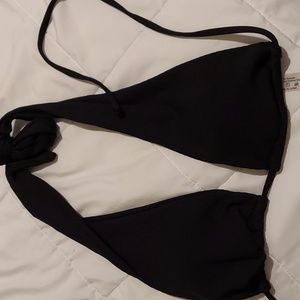 NWOT Black Ribbed High Triangle Bikini Top